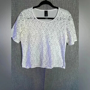 City Streets Women’s size PM Short sleeve lace White blouse